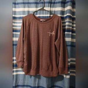 Faith Script Pullover Sweatshirt - Brown